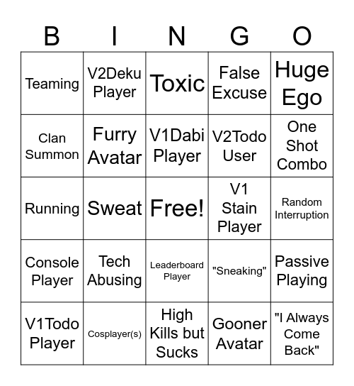 Heroes Battlegrounds Bingo Card