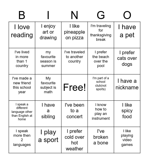 BINGOOOOOO Bingo Card