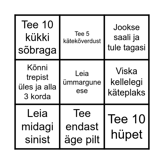 Liikumisbingo Card