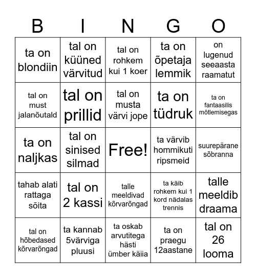 Sanna Sofia Tsukkerta kaa Bingo Card