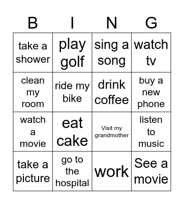 I'm going to... Bingo Card