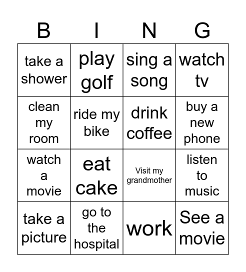 I'm going to... Bingo Card