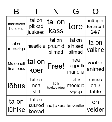 Yaroslava Murzina Bingo Card