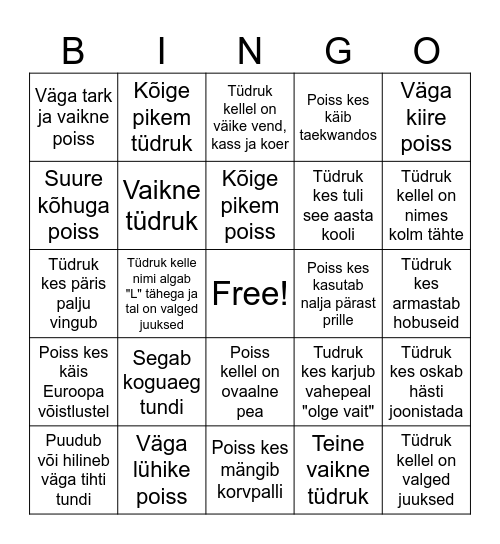 Aaron Laanemaa Bingo Card