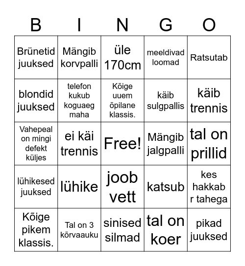 Mia Bingo Card