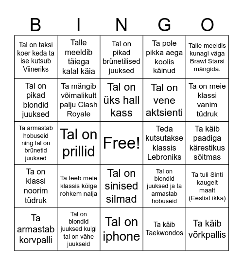 Martin Uudikas Bingo Card