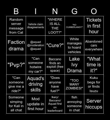 DOTD S17 Bingo! Bingo Card