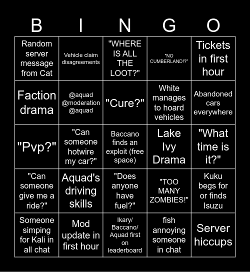 DOTD S17 Bingo! Bingo Card