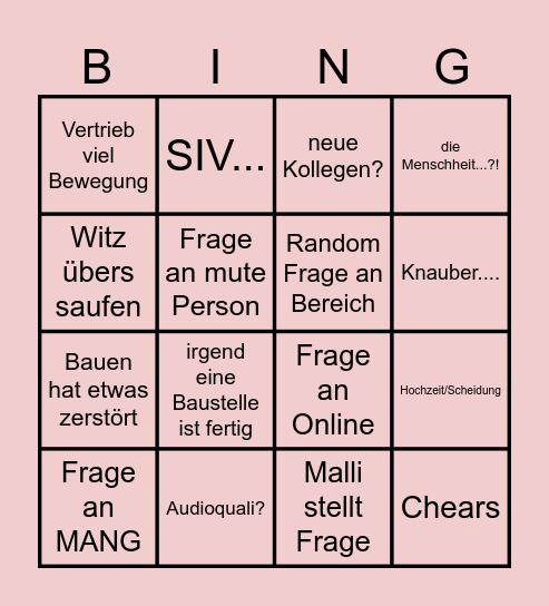 CHEEEEEERSSSS Bingo Card