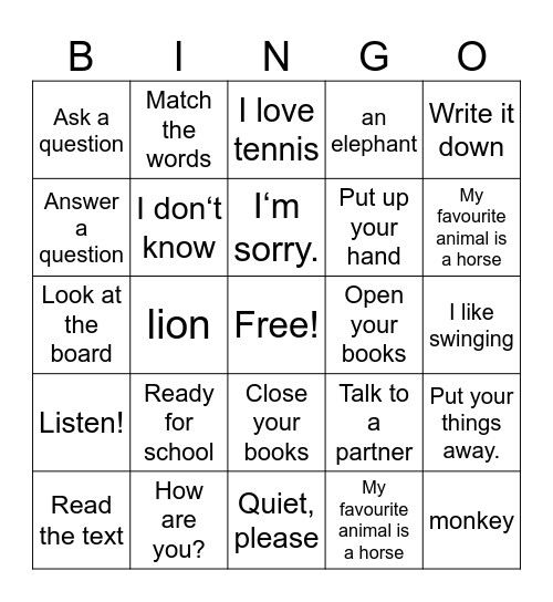Hello! Bingo Card