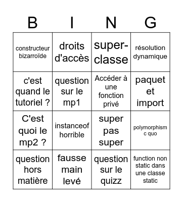 Assistanat 7 novembre - Semaine 8 Bingo Card