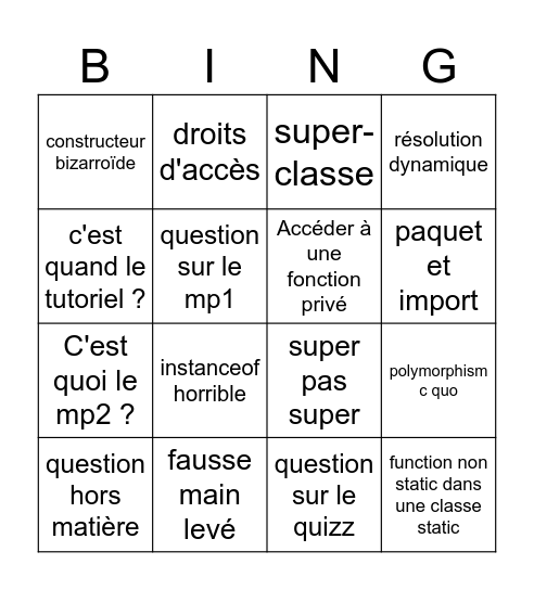 Assistanat 7 novembre - Semaine 8 Bingo Card