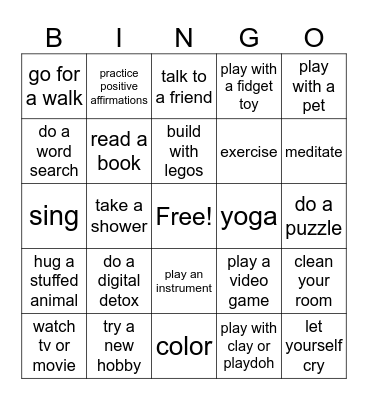 COPING SKILLS Bingo Card
