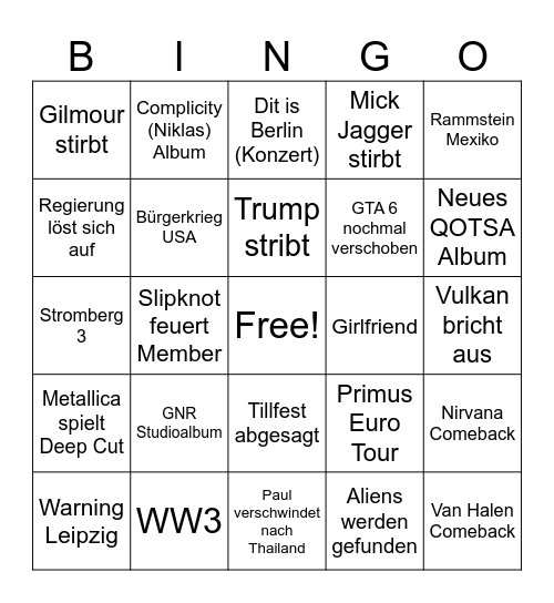 Vor GTA 6 Bingo Card