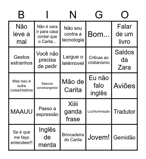 Bingo do Carita Bingo Card