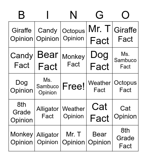 Untitled Bingo Card