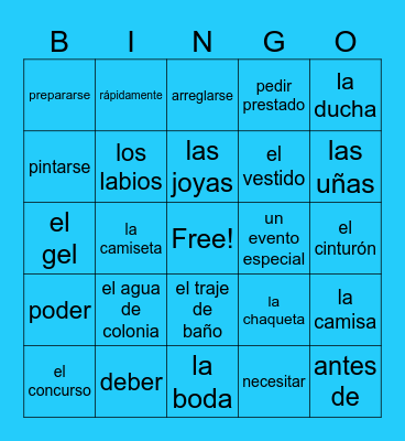 Autentico 2 2A Vocab Bingo Card