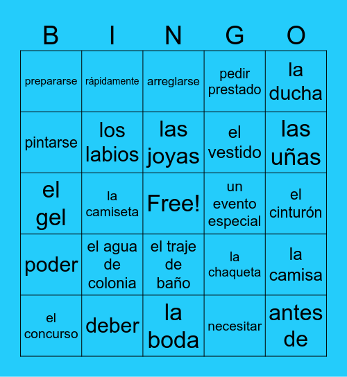 Autentico 2 2A Vocab Bingo Card