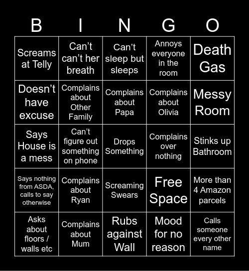NANA BINGO Card