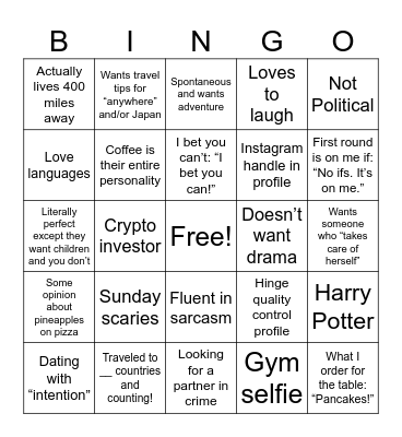 Hinge Bingo Card