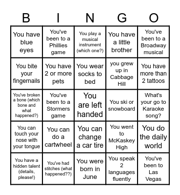 Vine Street! Bingo Card