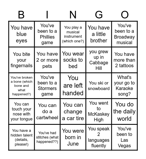 Vine Street! Bingo Card