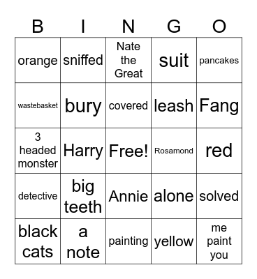 Nate the Great #1 Bingo Card