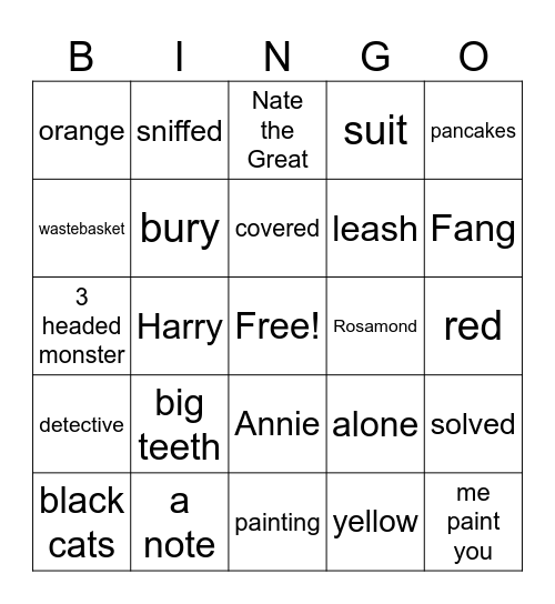 Nate the Great #1 Bingo Card