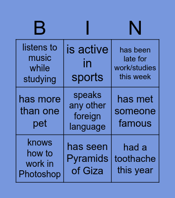 Indirect questions Bingo Card
