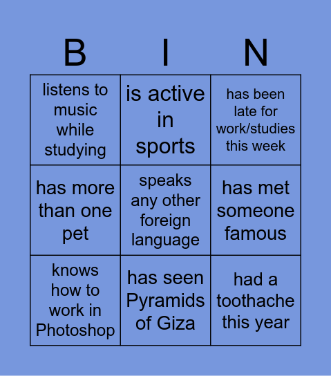 Indirect questions Bingo Card