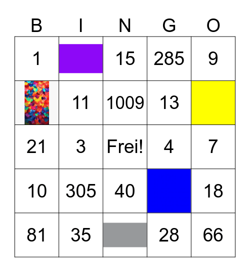 Zahlen und Farben Bingo Card