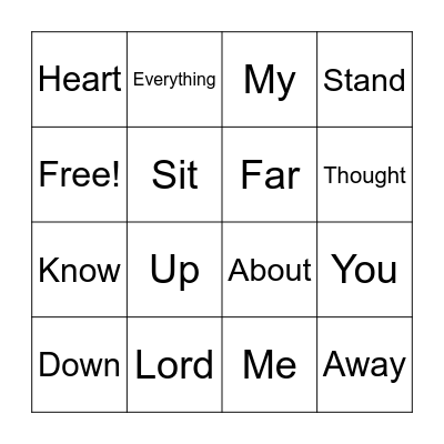 Psalm 139:1-2 Bingo Card