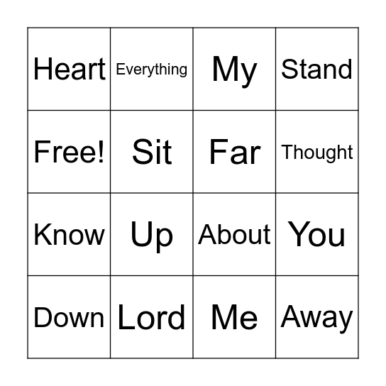 Psalm 139:1-2 Bingo Card