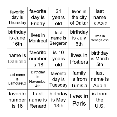 Trouvez🔎 quelqu'un🤷 qui... Bingo Card