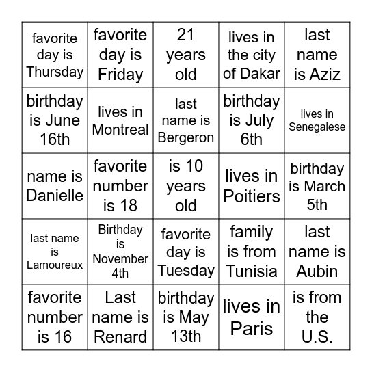 Trouvez🔎 quelqu'un🤷 qui... Bingo Card