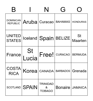DESTINATIONS Bingo Card