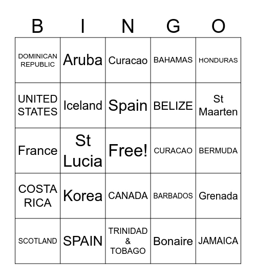 DESTINATIONS Bingo Card