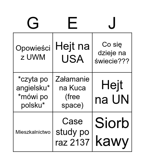 Kok bingo Card