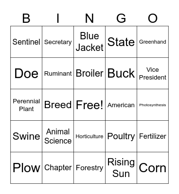 FFA Friday Bingo Card