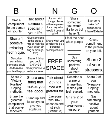 STRESS:BINGO Card