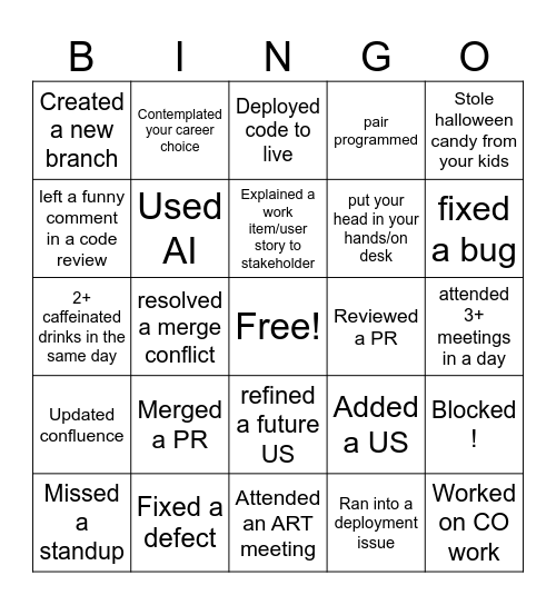 Iteration 2 Matrix Bingo Card