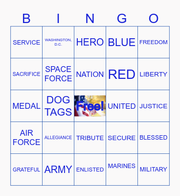 Red, White and Blue Bingo Card