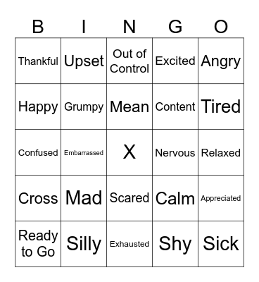 Emotions Bingo Card