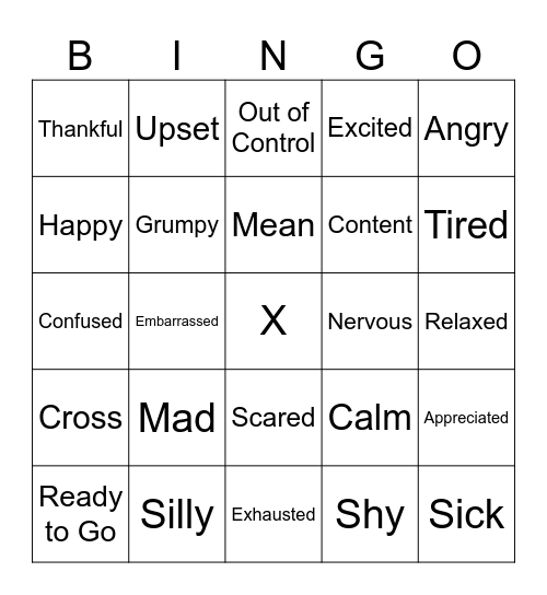 Emotions Bingo Card