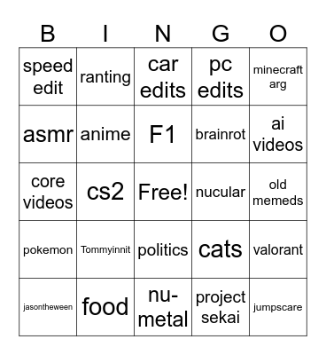binnnngogoooooooo Bingo Card