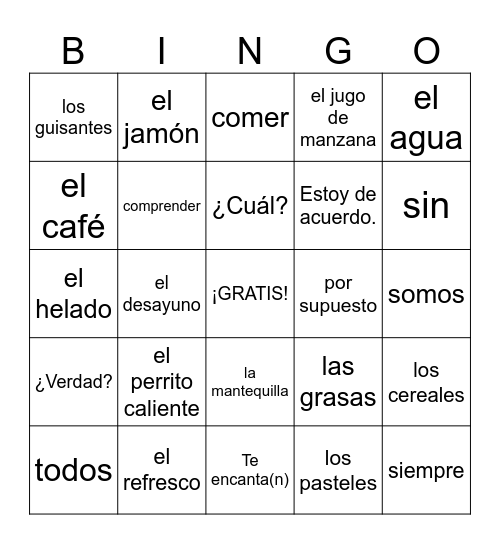 Tema 3 Bingo Card