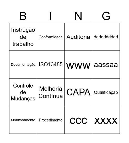Quality Week 2025 Bingo Card