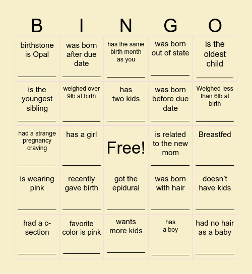 Mingle Bingo: find someone who… Bingo Card