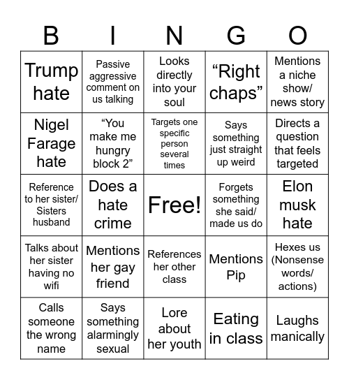 JAYNE KELLY BINGO Card