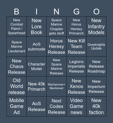 Warhammer Worlds Preview 2025 Bingo Card